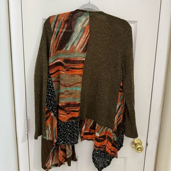 Radzoli Art to Wear Textured Cardigan Sz Medium Open Front Asymmetric Hem Artsy - Picture 2 of 6